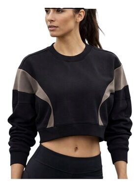 YPB from Abercrombie, Black Neo knit Cropped Sweatshirt/Taupe Panels, size Med